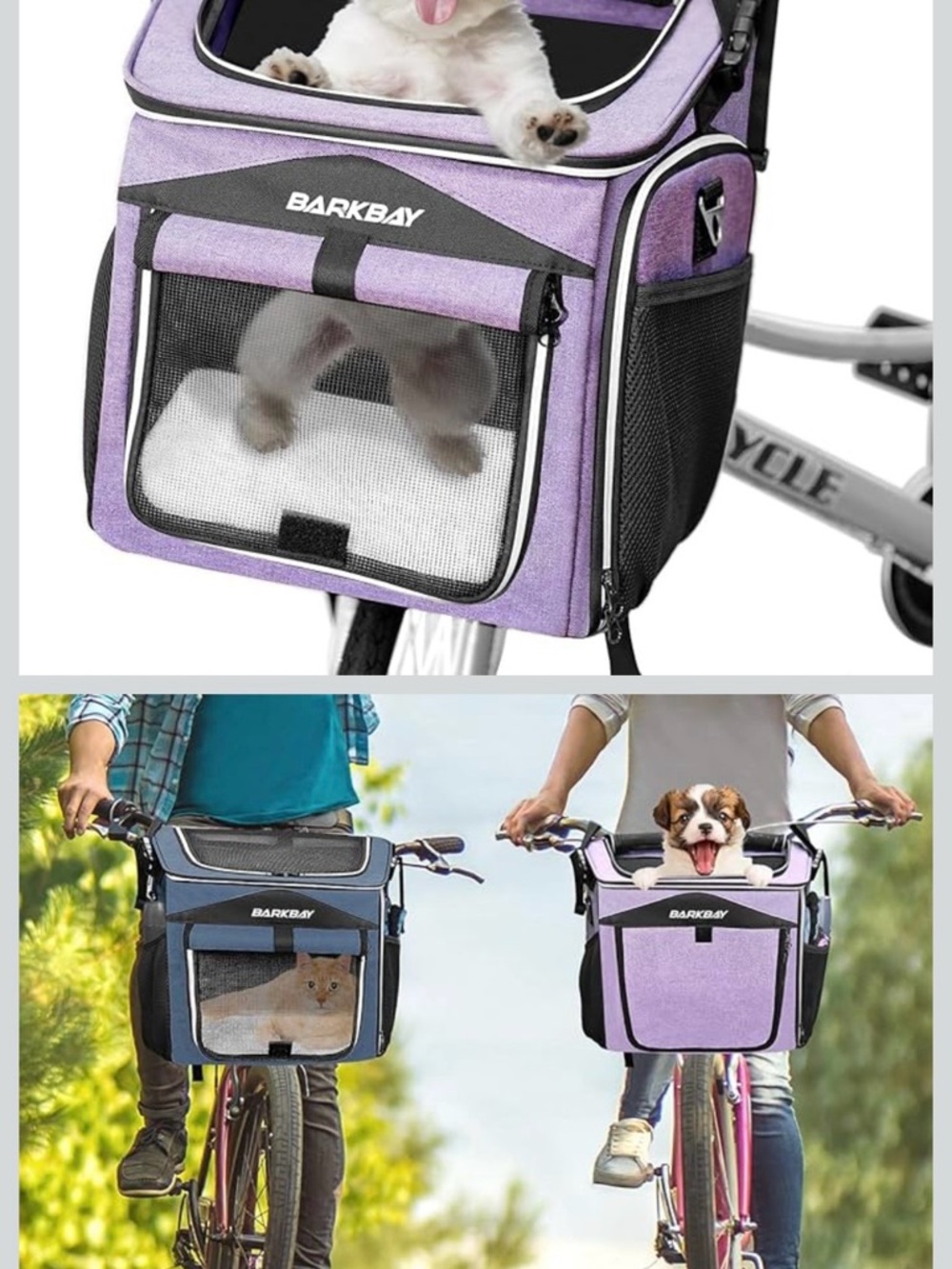 Purple Pet Bike Carrier Bag - Front Mount Dog & Cat Travel Carrier NWOT